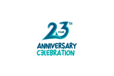 23th, 23 years, 23 years anniversary celebration fun style logotype. anniversary white logo with green blue color isolated on white background, vector design for celebrating event clipart