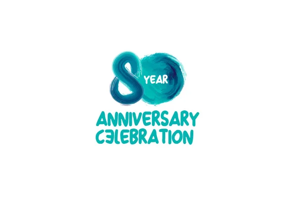 80Th Years Years Anniversary Celebration Fun Style Logotype Anniversary White — Vettoriale Stock