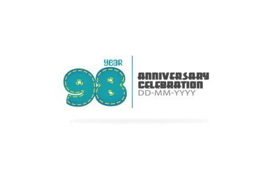 anniversary celebration poster, background with blue numbers 98