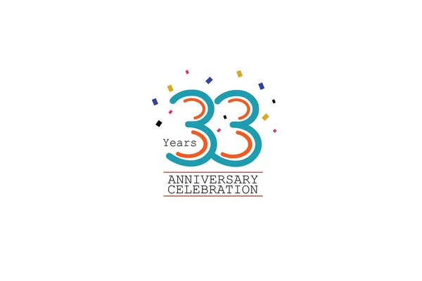 33周年2色青とオレンジ白の背景抽象的なスタイルのロゴタイプに お祝いのベクトルのための独立したカラーベクトルデザイン — ストックベクタ