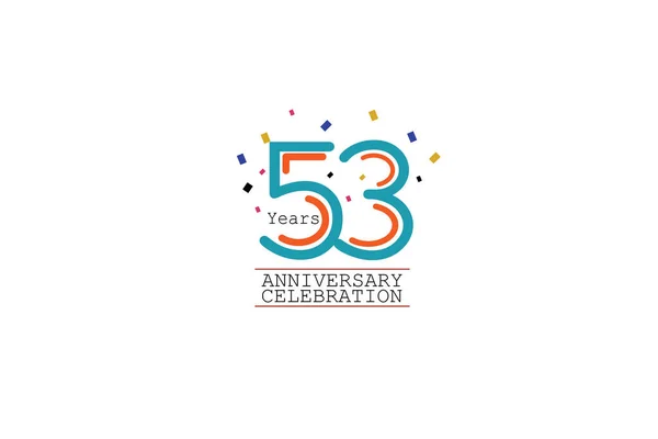 白を基調とした抽象的なスタイルのロゴタイプにブルーとオレンジの2色53周年記念 お祝いのベクトルのための独立したカラーベクトルデザイン — ストックベクタ