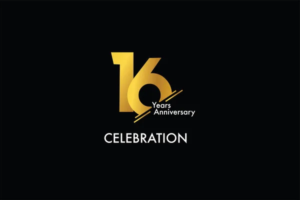 Jaar Jubileum Gouden Kleur Zwarte Achtergrond Abstracte Stijl Logotype Verjaardag Stockillustratie