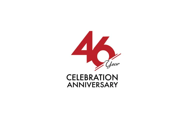 白い背景に孤立した赤い色で46年の記念日 お祝いのためのベクトルデザイン — ストックベクタ