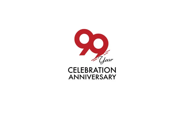 99年 99年 99周年 白色背景上的红色隔离 庆祝向量的矢量设计 — 图库矢量图片
