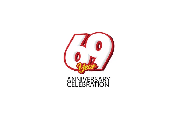 Red Yellow Fun Style White Background Anniversary Celebration Logo Flat — Stock Vector