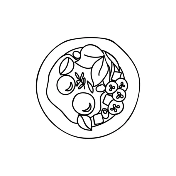 Smažená Vejce Cherry Rajčaty Talířové Kresbě Vektoru Ručně Kreslené Ilustrace — Stockový vektor