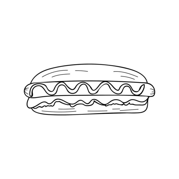 Hot Doodle Ilustrace Vektoru Hot Dog Ručně Kreslený Obrázek Vektoru — Stockový vektor