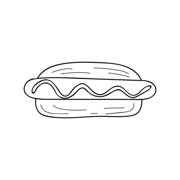 Hot Dog Garabato Ilustración Vector Perro Caliente Ilustración Dibujada Mano — Archivo Imágenes Vectoriales