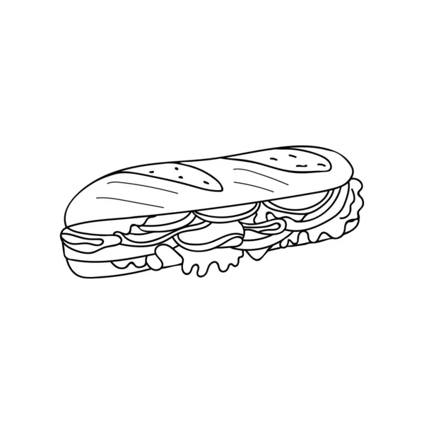 Sandwich Doodle Illustration Vektor Sandwich Handgezeichnete Illustration Vektor Sandwich Brotkritzel — Stockvektor