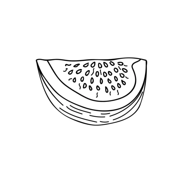 Figura Fruta Rebanada Garabato Ilustración Vector Corte Higo Fruta Mano — Vector de stock