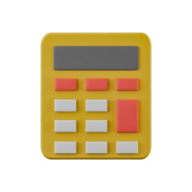 Hesaplayıcı 3D çizimi beyaz arkaplanda izole edildi. 3d hesap makinesi illüstrasyonlu muhasebe kavramı