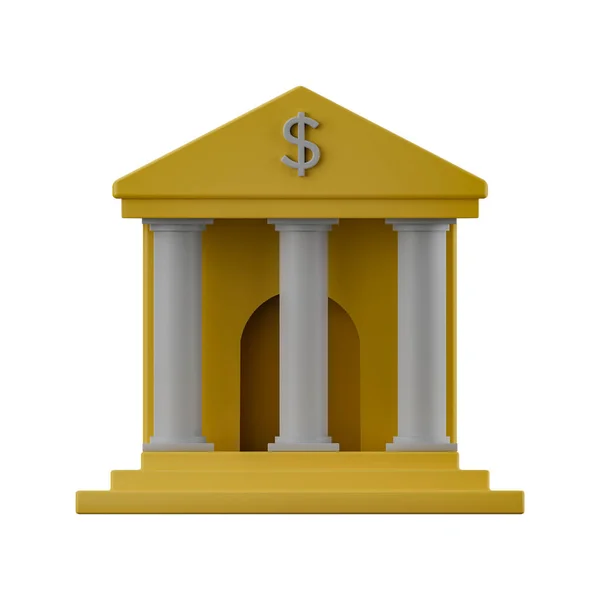 Bankovní Budova Ilustrace Izolované Bílém Pozadí Bankovní Budova Ikona Bílém — Stock fotografie