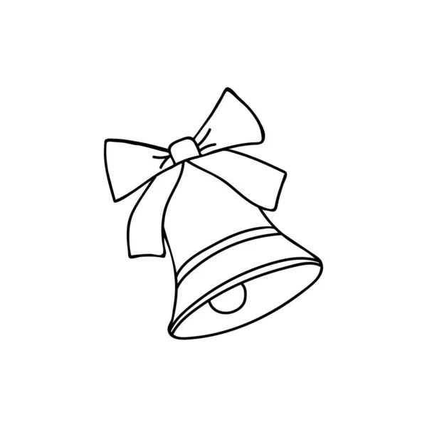 Джинсові Дзвони Каракулі Ілюстрація Векторі Різдвяний Дзвіночок Стрічкою Значком Каракулі — стоковий вектор