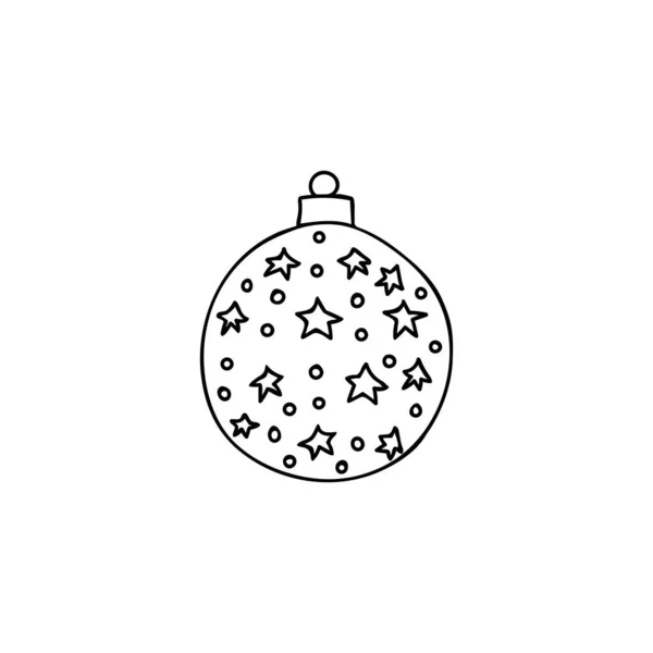 圣诞树球的例子 圣诞树球手绘图标 圣诞树玩具涂鸦插图 — 图库矢量图片