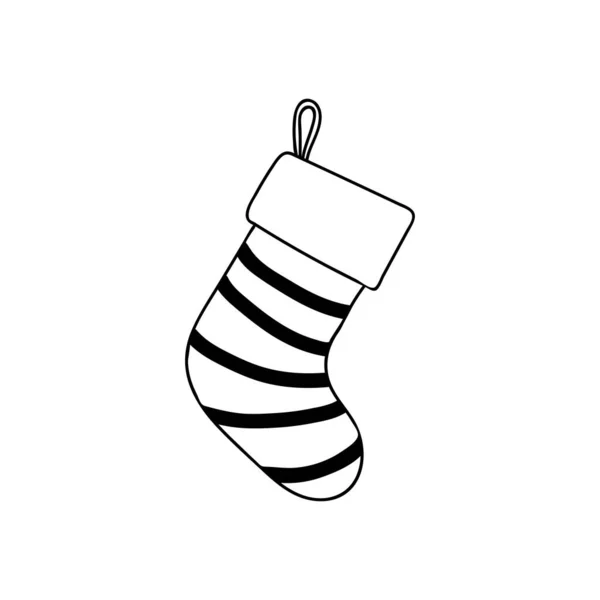 クリスマスの靴下のドアのイラスト クリスマスの靴下の手のアイコンを描いた ギフトソックスドアイラスト — ストックベクタ