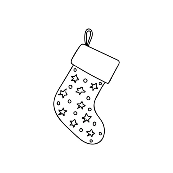 Weihnachtssocken Doodle Illustration Handgezeichnetes Symbol Für Weihnachtssocken Geschenksocken Doodle Illustration — Stockvektor