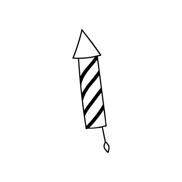 ベクトルで花火ロケットドアイラスト 花火ロケットハンドイラストを描いた ベクトルでのドア花火ロケットと休日のお祝いのコンセプト — ストックベクタ