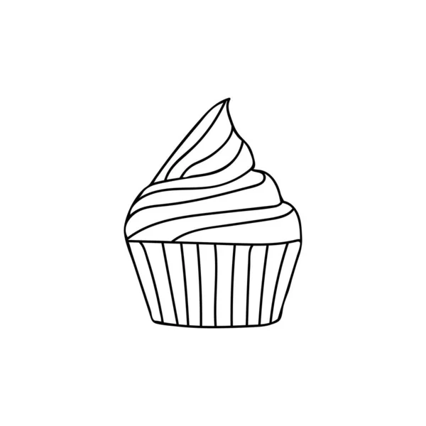 Cupcake Doodle Ilustrace Vektoru Cupcake Ručně Kreslené Ilustrace Vektoru Dort — Stockový vektor