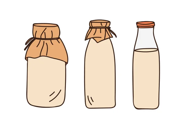 Süt Kabı Renkli Karalama Illüstrasyonları Vektör Içinde Toplanır Süt Camı — Stok Vektör