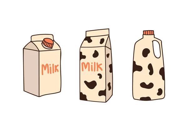 Δοχεία Γάλακτος Πολύχρωμες Ζωγραφιές Που Διάνυσμα Δοχεία Γάλακτος Συλλογή Εικονογραφήσεων — Διανυσματικό Αρχείο