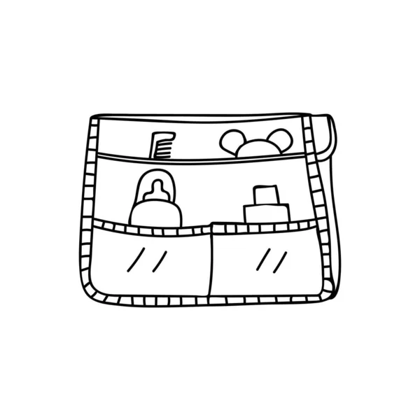 ベクトルでベビーバッグドアイラスト ベクトル内のマタニティバッグのドアのアイコン 赤ちゃんのためのバッグ手描きアイコンベクトル — ストックベクタ