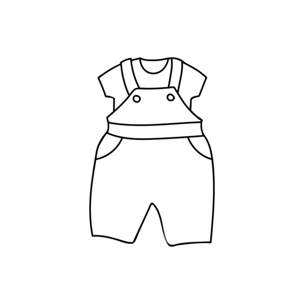 Baby Doek Doodle Icoon Vector Baby Dungaree Doodle Illustratie Vector — Stockvector