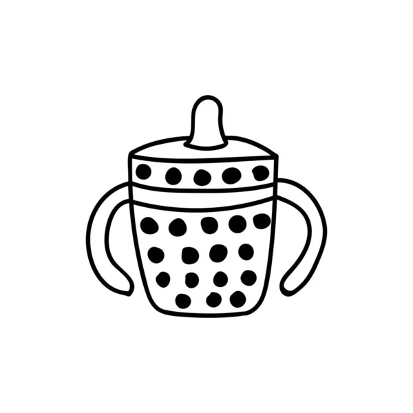 ベクトル内のベビーミルクボトルのドアイラスト ベクトルにベビーミルクボトル手描きアイコン ベクトル中の赤ちゃんドリンクボトルドアアイコン — ストックベクタ