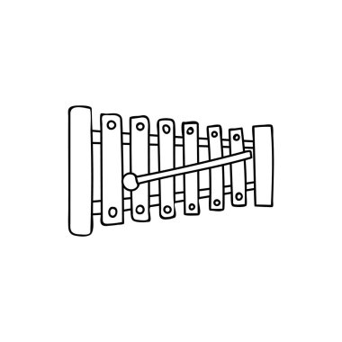 Ksilofon çizimi vektör cinsinden. Vektörde ksilofon el çizimi simgesi. 