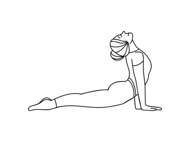 Elinin üstünde duran genç bir kadın yan görüş önünde yoga egzersizi yapıyor. Ellerinin üzerinde yoga egzersizi yapan bir kız vektör simgesini karalıyor..