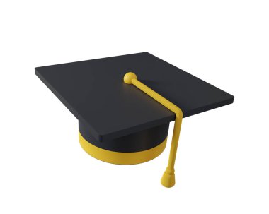 Havan tahtasının 3D çizimi beyaz arkaplanda izole edildi. Akademik başlık 3d illüstrasyon