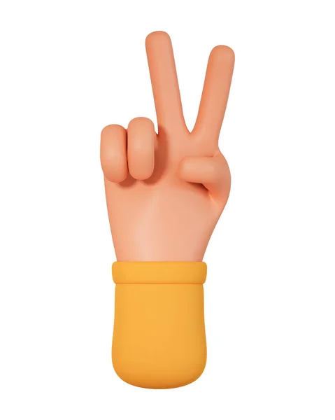 Cartoon Χέρι Δείχνει Σύμβολο Ειρήνης Δύο Δάχτυλα Εικόνα Που Απομονώνονται — Φωτογραφία Αρχείου