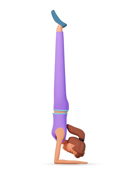 Young Woman Standing Her Hand Doing Yoga Exercise Illustration Adult — Stock Photo, Image