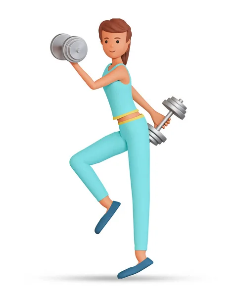 Young Woman Sportive Wear Doing Athletic Exercise Dumbbells Illustration Isolated — Stock Photo, Image