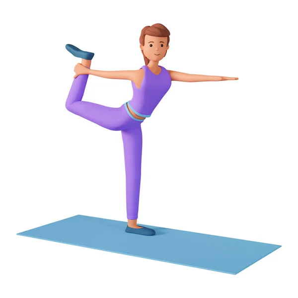 Kadın Yoga Egzersizi Yapıyor Bacağını Elini Beyaz Arka Planda Mat — Stok fotoğraf