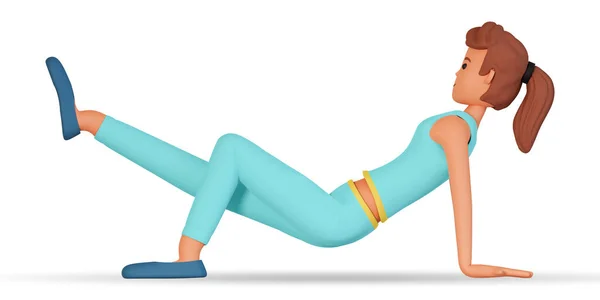 3D名从事健身运动的妇女在白人背景下被隔离 身强体壮的女人3D插图 — 图库照片