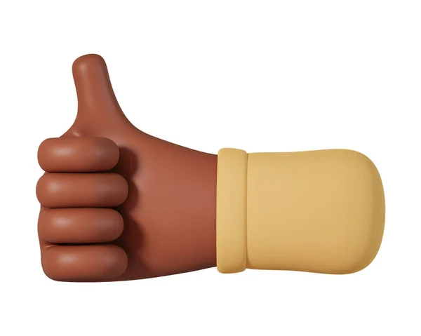 Thumb Hand Gesture African Man Illustration Isolated White Background Cartoon — Stock Photo, Image