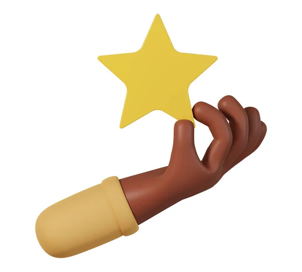 Αφρικανική Χέρι Κρατώντας Αστέρι Σύμβολο Εικόνα Απομονώνονται Λευκό Φόντο Online — Φωτογραφία Αρχείου
