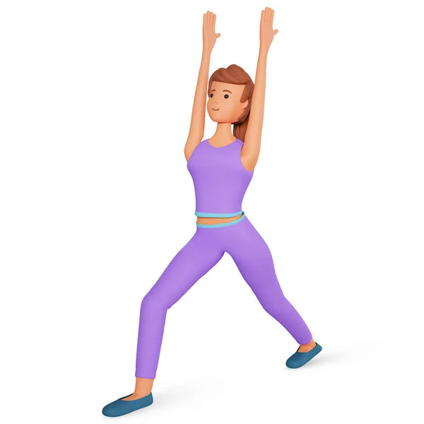 Yoga Yapan Bir Kadının Boyutlu Resmi Yetişkin Bir Kız Yoga — Stok fotoğraf