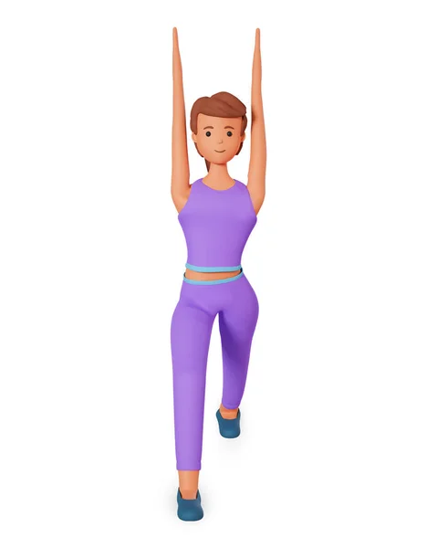 Illustration Kvinnan Som Tränar Yoga Vuxen Flicka Gör Stretching Övning — Stockfoto
