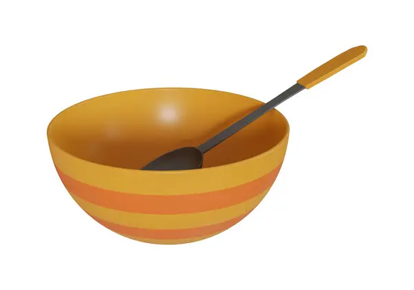 Soup Bowl Illustration Spoon Isolated White Background — Stock Photo, Image
