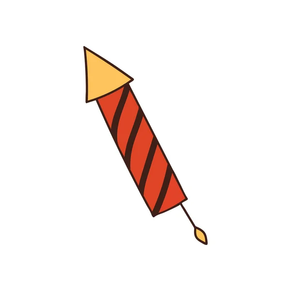Barevná Kresba Rakety Fireworks Vektoru Barevná Ikona Kresleného Obrysu Rakety — Stockový vektor