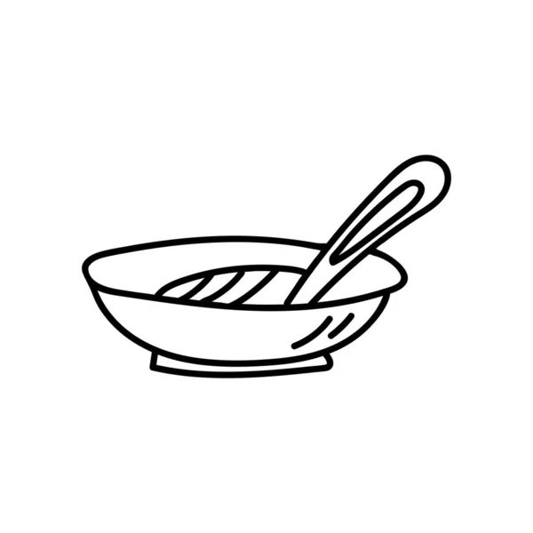 Doodle Ilustração Placa Com Alimentos Dentro Dele Sobre Fundo Branco —  Vetores de Stock