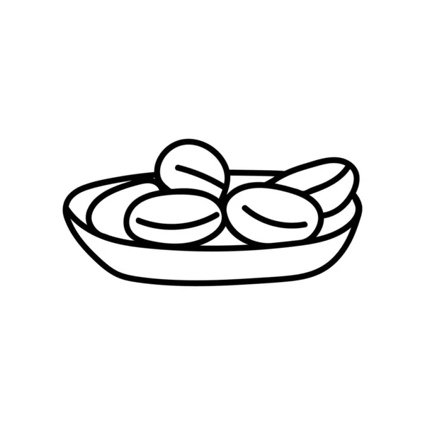 Illustration Plaque Caniche Avec Nourriture Intérieur Sur Fond Blanc Isolé — Image vectorielle