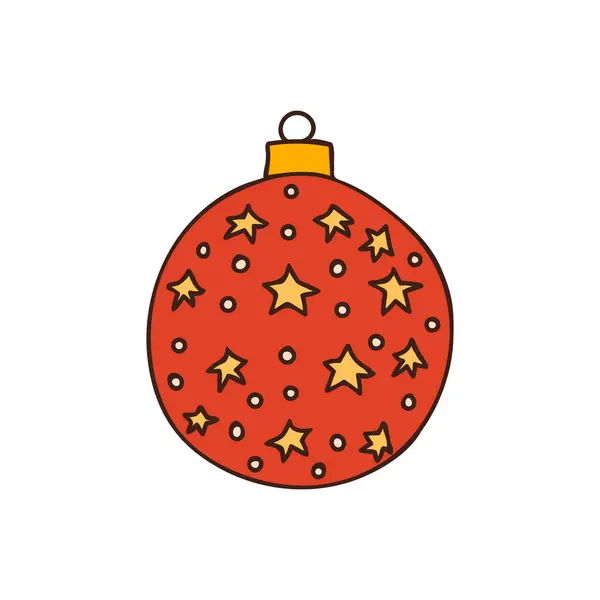 Jingle Bells Buntes Doodle Illustration Vektor Weihnachtsglocke Mit Schleife Und — Stockvektor