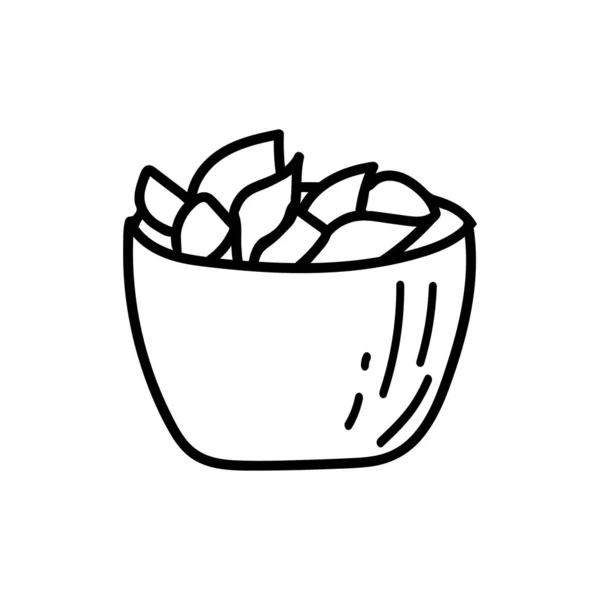 Doodle Bol Illustration Avec Des Légumes Intérieur Sur Fond Blanc — Image vectorielle