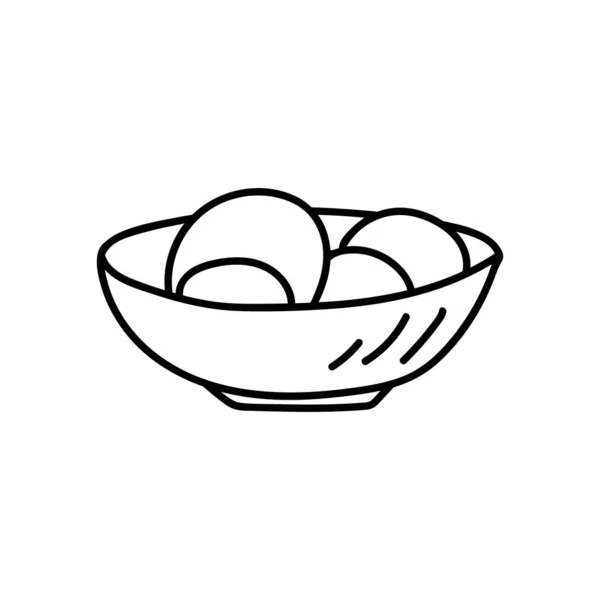 Doodle Bol Illustration Avec Nourriture Intérieur Sur Fond Blanc Isolé — Image vectorielle