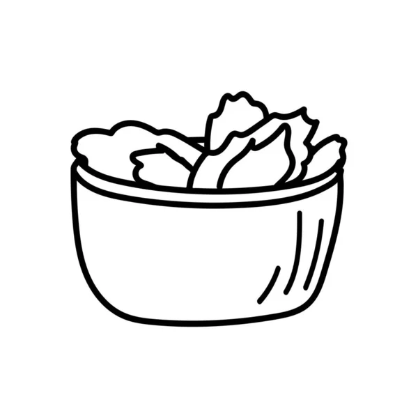 Ilustracja Miski Doodle Warzywami Wewnątrz Niego Izolowanym Białym Tle Wektorze — Wektor stockowy