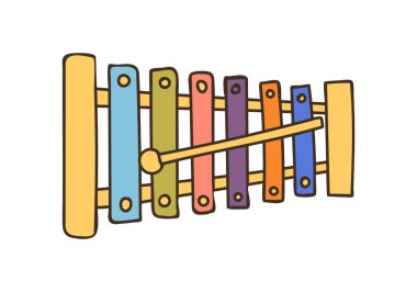 Vektör olarak ksilofon renkli karalama çizimi. Renkli ksilofon simgesi çizildi