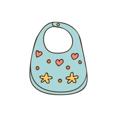 Beyaz arkaplanda izole edilmiş vektör içinde bebek önlüğü renkli karalama çizimi