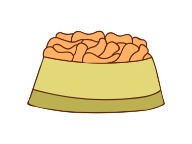 Evcil hayvan yemek kasesi vektörde renkli karalama çizimi